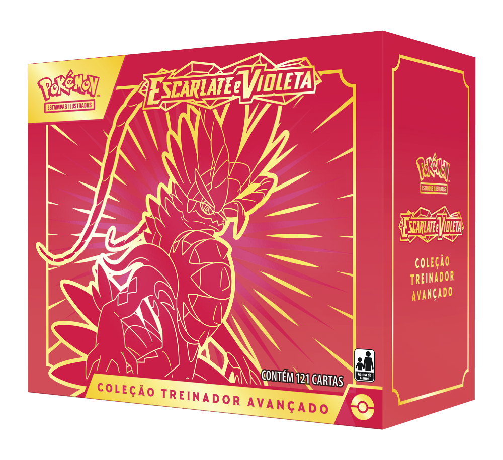 Pokemon Box - Coleção Treinador Avançado - Escarlate e Violeta - Koraidon ( vermelho) - MP Brinquedos